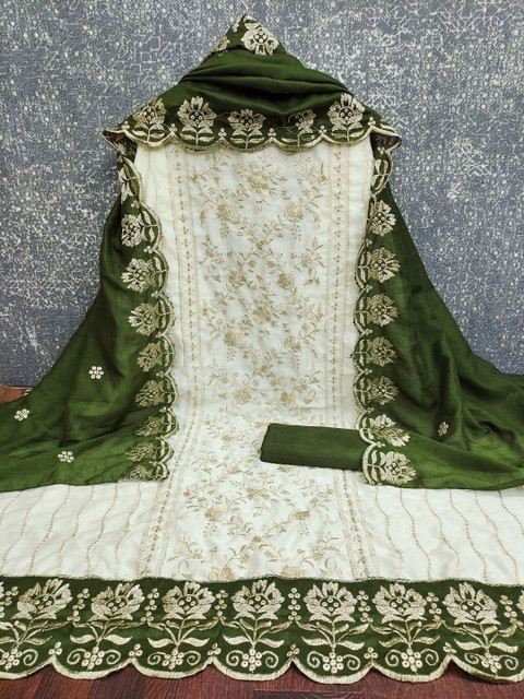 F 13 STUDIO Embroidered Pure Cotton Unstitched Dress Material - Image 5