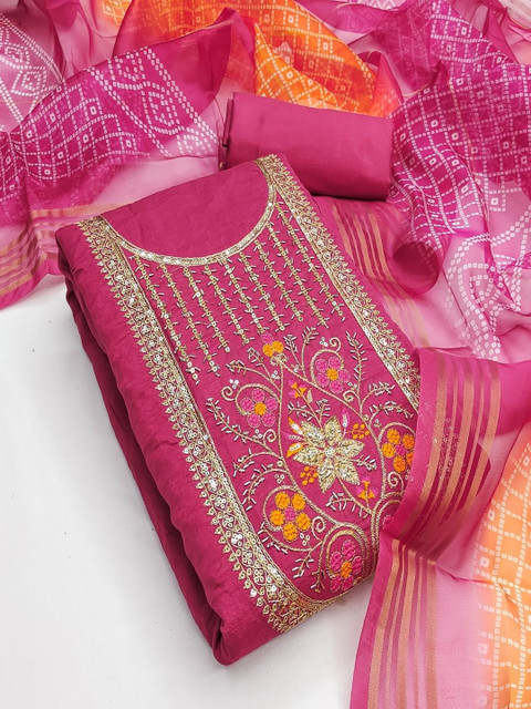 F 13 STUDIO Embroidered Pure Cotton Unstitched Dress Material - Image 4