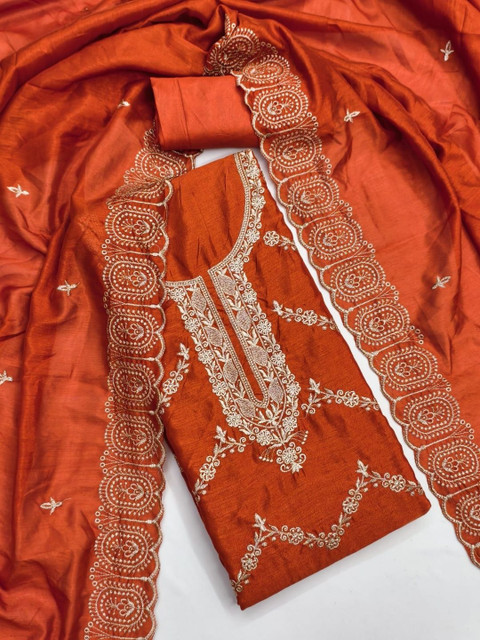 F 13 STUDIO Embroidered Unstitched Dress Material - Image 4
