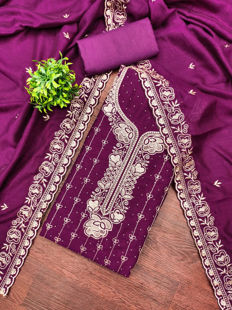 Rangtulika Ethnics Embroidered Unstitched Dress Material