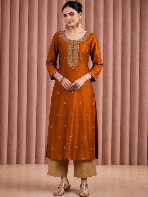 rarethread Women Ethnic Motifs Embroidered Thread Work Kurta