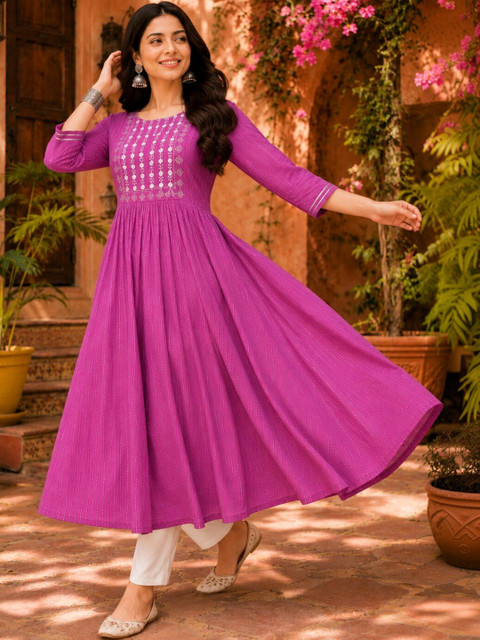 Anouk Mirage Women Embroidered Thread Work Anarkali Kurta - Image 5