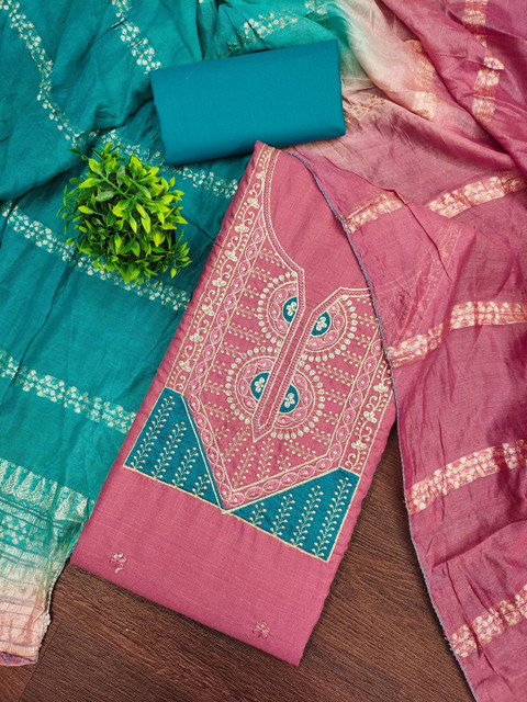 Rangtulika Ethnics Embroidered Pure Cotton Unstitched Dress Material
