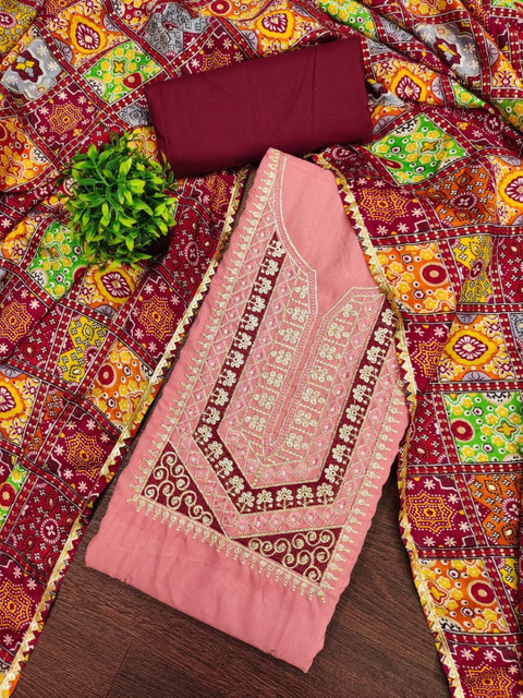 Rangtulika Ethnics Embroidered Unstitched Dress Material