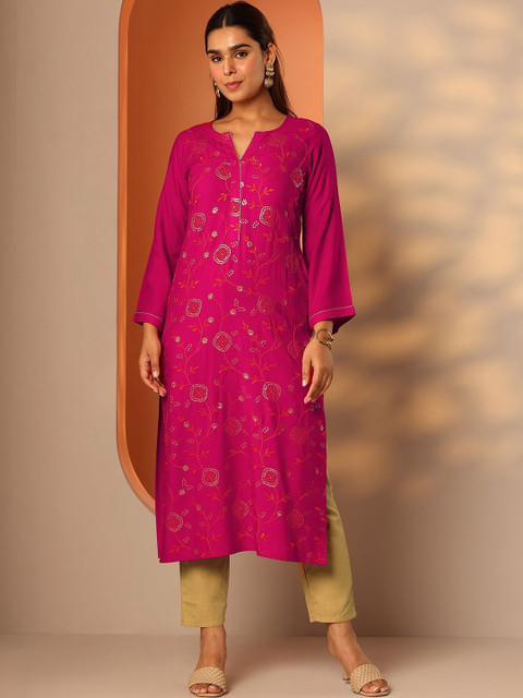 Gerua By Libas Women Embroidered Thread Work Kurta - Image 4