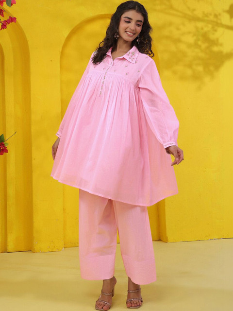 SKYLEE Romantic Florals Embroidered Tunic with Palazzos - Image 5