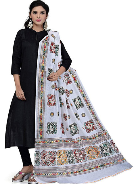 PK HUB Ethnic Motifs Embroidered Dupatta with Mirror Work