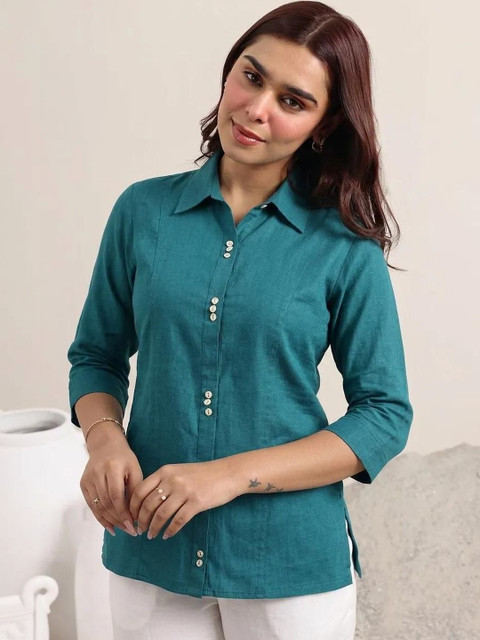 Anouk Printed Shirt Collar Pure Silk Shirt With Palazzos