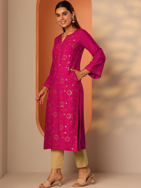 Gerua By Libas Women Embroidered Thread Work Kurta - Image 6