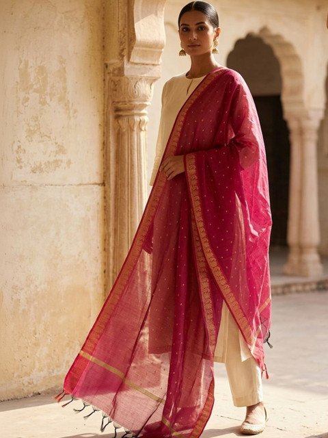 Dupatta Bazaar Ethnic Motifs Woven Design Dupatta with Zari - Image 2