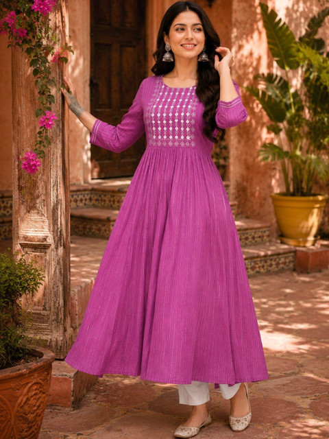 Anouk Mirage Women Embroidered Thread Work Anarkali Kurta - Image 4