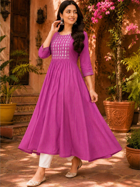 Anouk Mirage Women Embroidered Thread Work Anarkali Kurta - Image 6