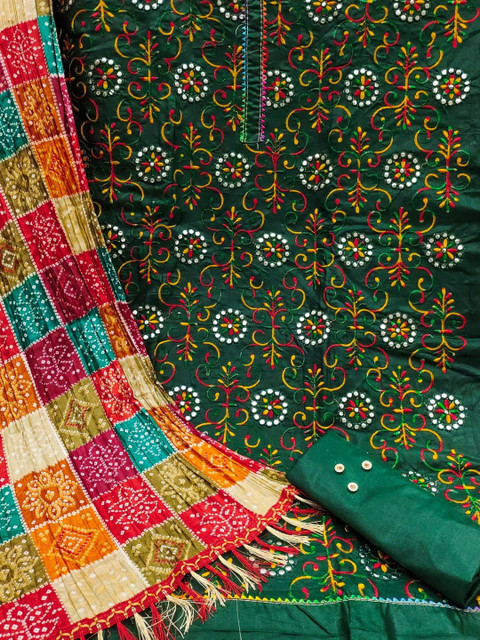 Dhaaga Ghar Embroidered Pure Cotton Unstitched Dress Material - Image 2