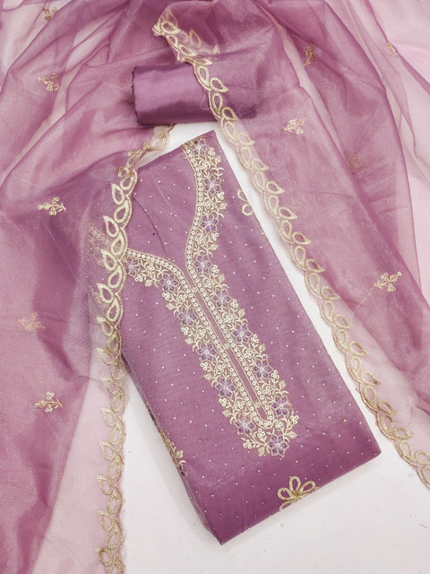 Rangtulika Ethnics Embroidered Unstitched Dress Material - Image 3