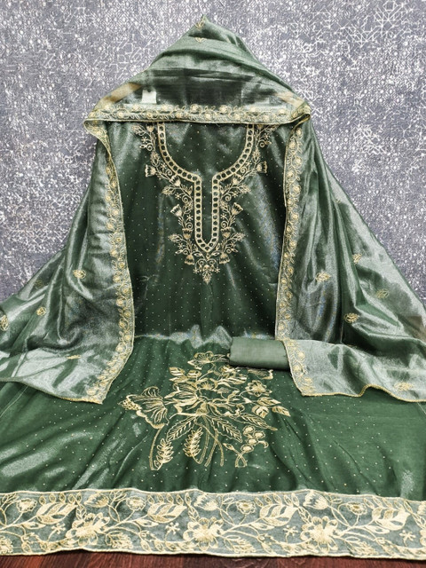 Rangtulika Ethnics Floral Embroidered Zari Unstitched Dress Material