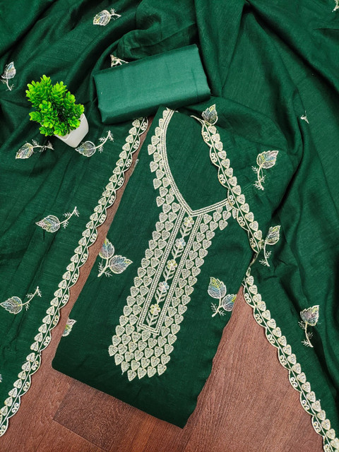 Rangtulika Ethnics Embroidered Viscose Rayon Unstitched Dress Material