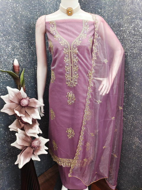 Rangtulika Ethnics Embroidered Unstitched Dress Material - Image 5