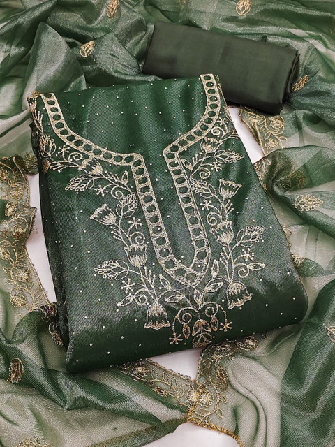 Rangtulika Ethnics Floral Embroidered Zari Unstitched Dress Material - Image 4