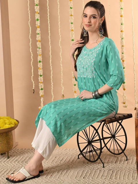 Anouk X fwd Women Ethnic Motifs Embroidered Thread Work Kurta