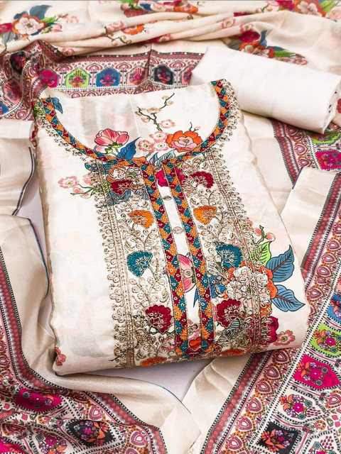 Rangtulika Ethnics Printed Silk Chiffon Unstitched Dress Material