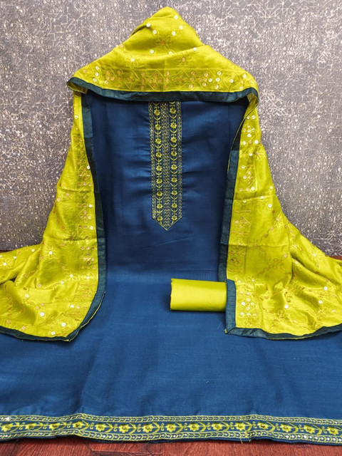 HMP Fashion Embroidered Unstitched Dress Material - Image 5