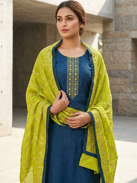 HMP Fashion Embroidered Unstitched Dress Material - Image 3