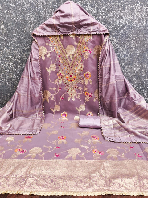 HMP Fashion Embroidered Unstitched Dress Material - Image 6