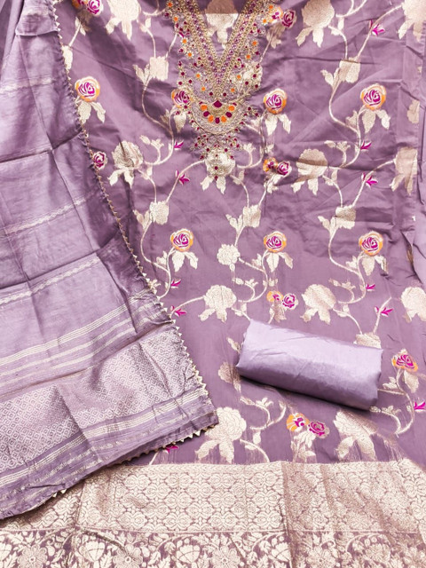 HMP Fashion Embroidered Unstitched Dress Material - Image 5