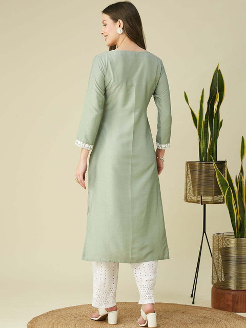 FORKEY Women Embroidered Thread Work Kurta - Image 4