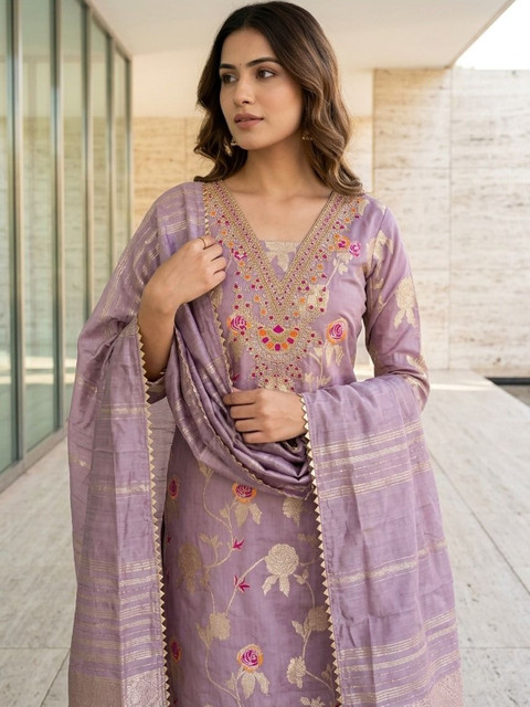 HMP Fashion Embroidered Unstitched Dress Material