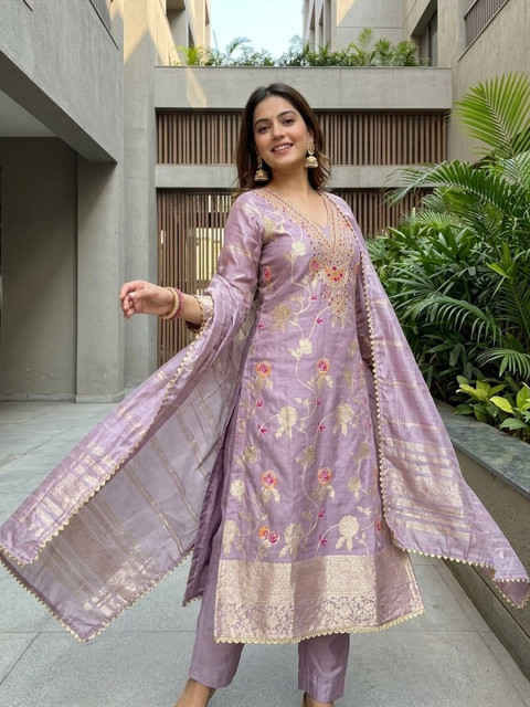 HMP Fashion Embroidered Unstitched Dress Material - Image 3