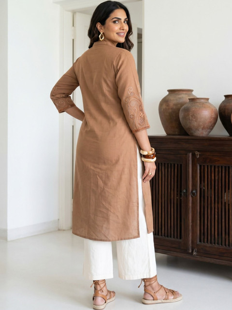 Anouk Women Ethnic Motifs Embroidered Thread Work Kurta - Image 3