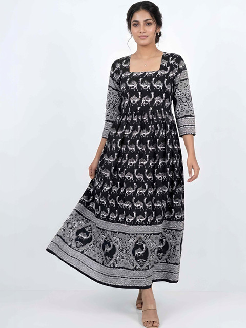 HARAYE Ethnic Motifs Print A-Line Maxi Dress