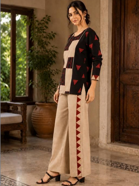 SZN Cotton Printed Top with Palazzos