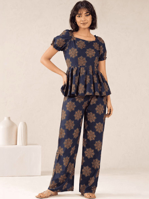 SZN Cotton Printed Top with Palazzos