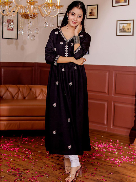 Sangria Women Ethnic Motifs Embroidered Thread Work Kurta