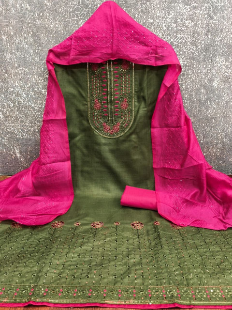 Rangtulika Ethnics Embroidered Unstitched Dress Material - Image 3