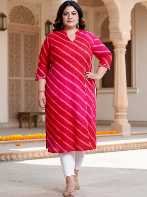 KALINI Women Leheriya Printed Gotta Patti Indie Prints Kurta