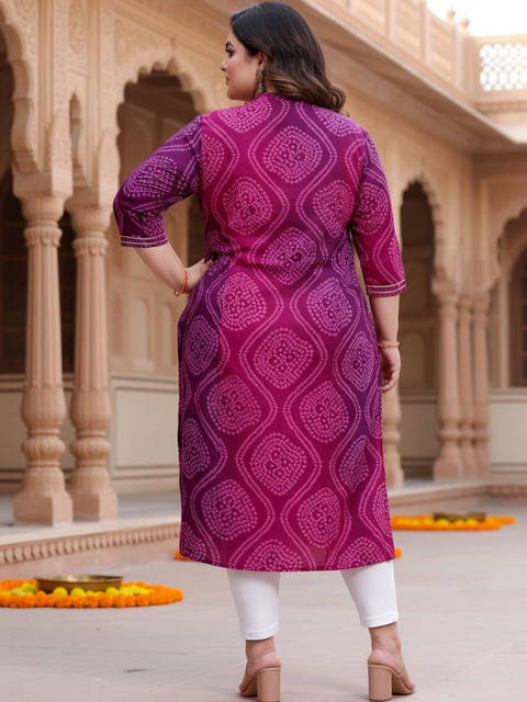 KALINI Women Bandhani Printed Indie Prints Kurta - Image 2