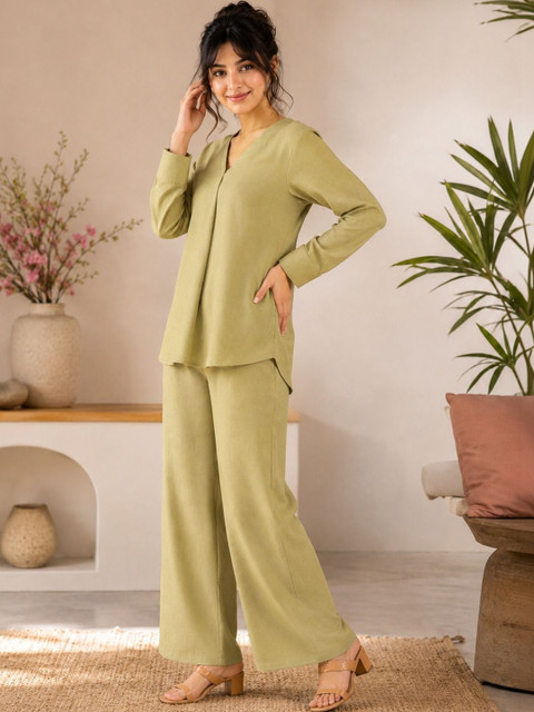 HERE&NOW Linen Solid Top with Trousers - Image 3