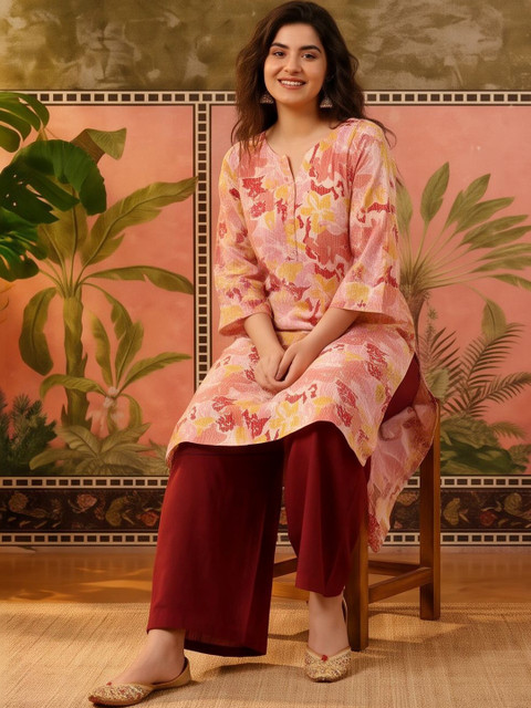 Sangria Women Floral Printed Indie Prints Kurta - Image 4