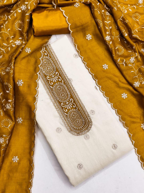 F 13 STUDIO Embroidered Unstitched Dress Material - Image 4