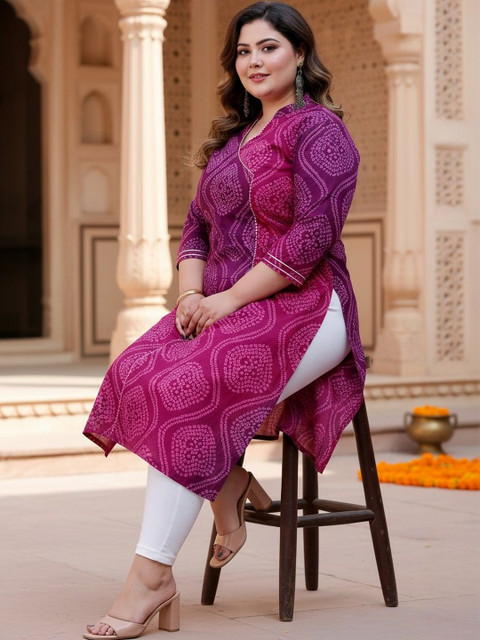 KALINI Women Bandhani Printed Indie Prints Kurta - Image 6
