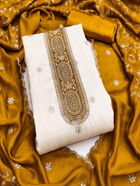 F 13 STUDIO Embroidered Unstitched Dress Material - Image 3
