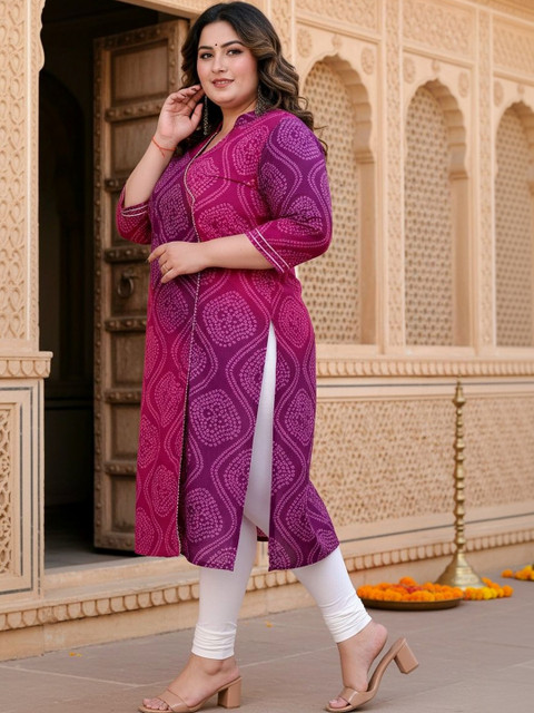 KALINI Women Bandhani Printed Indie Prints Kurta - Image 4