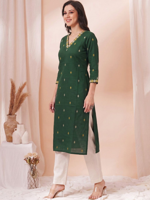 KAMI KUBI Women Ethnic Motifs Embroidered Thread Work Indie Prints Kurta - Image 5