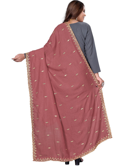 KALINI Embroidered Art Silk Dupatta With Mirror Work - Image 5