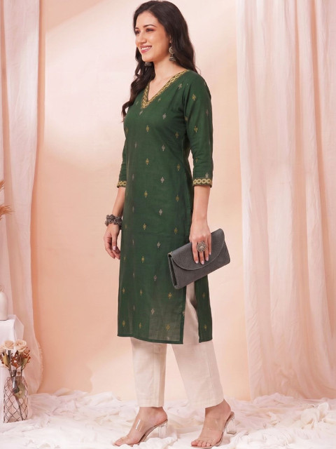 KAMI KUBI Women Ethnic Motifs Embroidered Thread Work Indie Prints Kurta - Image 4