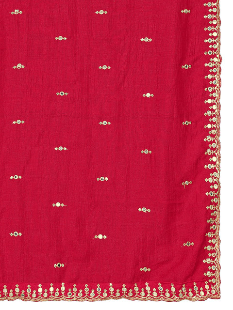 KALINI Embroidered Art Silk Dupatta with Mirror Work - Image 4