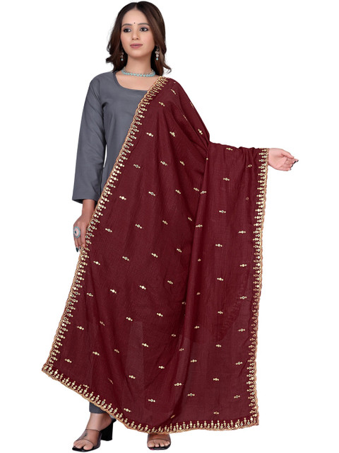 KALINI Embroidered Art Silk Dupatta with Sequinned